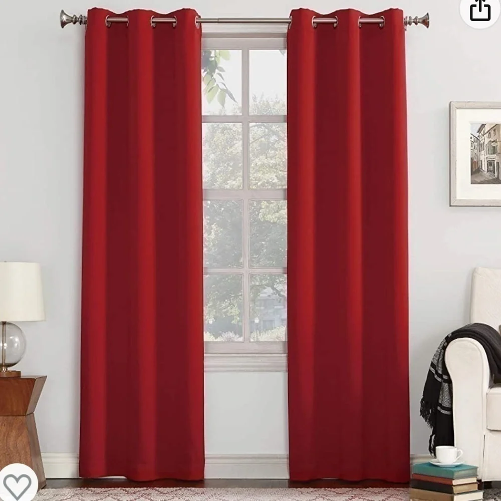 NWT 2 panels home zero light blackout energy saving red grommet curtains 40x84